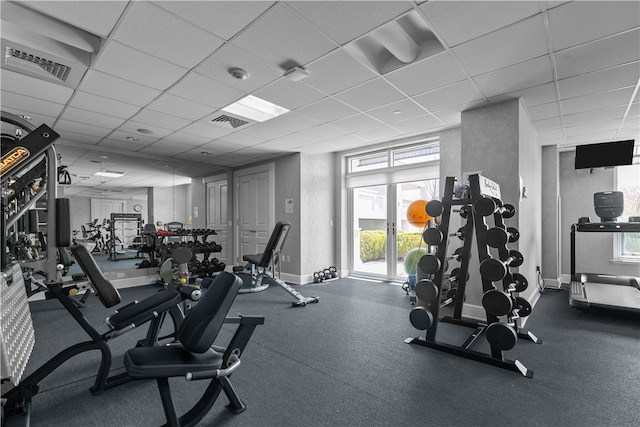 1 Tower Dr Unit 1502, Portsmouth, RI 02871 - exercise room with visible vents, a paneled ceiling, and baseboards