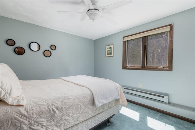 11 Renfrew Ave, Middletown, RI 02842 - bedroom with a baseboard radiator, carpet, and ceiling fan