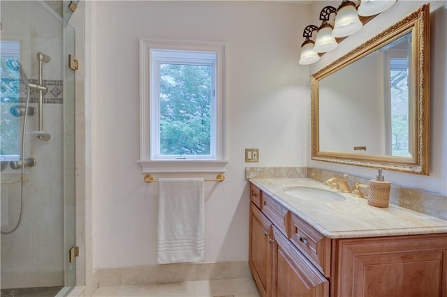 23 Pine Top Rd, Barrington, RI 02806 - full bathroom featuring vanity, a shower stall, and healthy amount of natural light