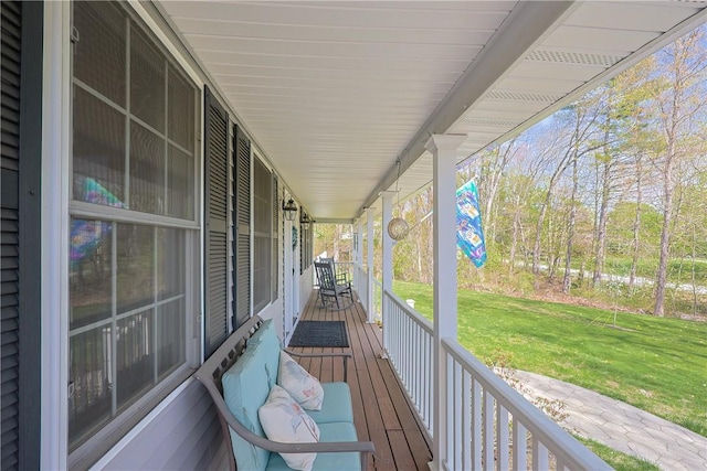 545 Central St, Burrillville, RI 02839 - wooden terrace featuring a yard and covered porch