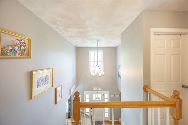 545 Central St, Burrillville, RI 02839 - hall with a chandelier and an upstairs landing