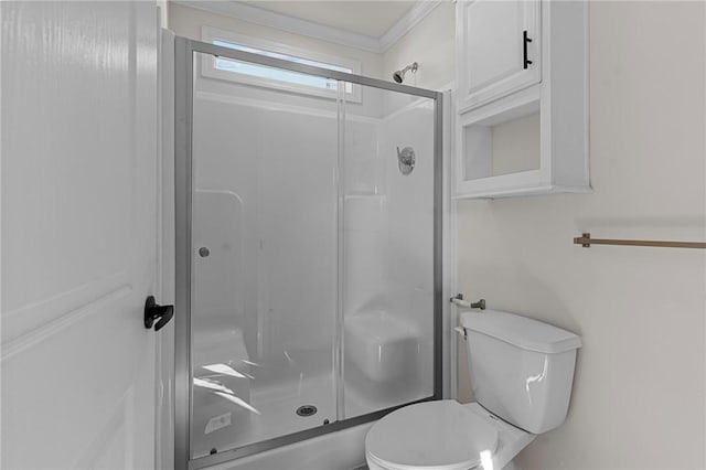 548 Kenyon Ave, Attleboro, MA 02703 - full bathroom with toilet, ornamental molding, and a stall shower