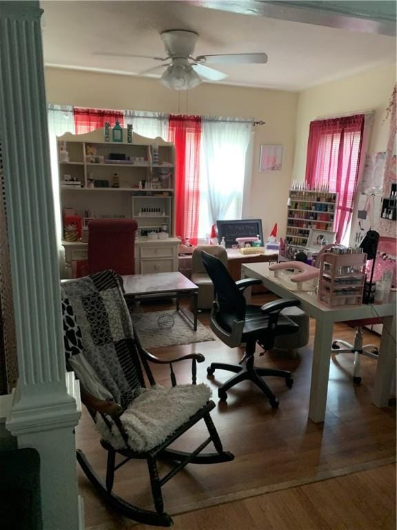 31 Ponagansett Ave, Providence, RI 02909 - home office featuring ceiling fan and wood finished floors