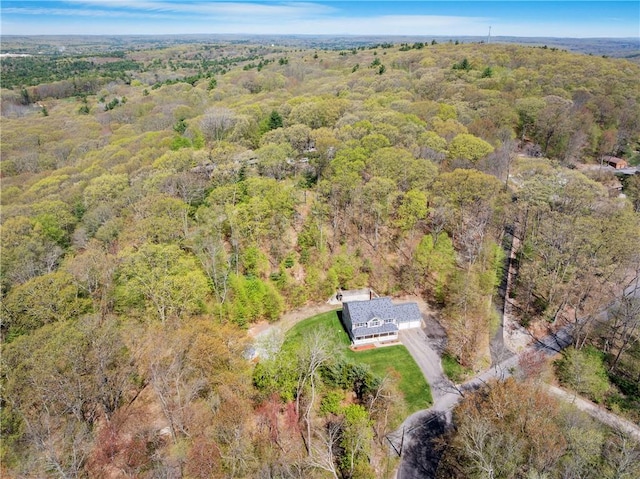 825 Woonsocket Hill Rd, North Smithfield, RI 02896 - bird's eye view featuring a wooded view