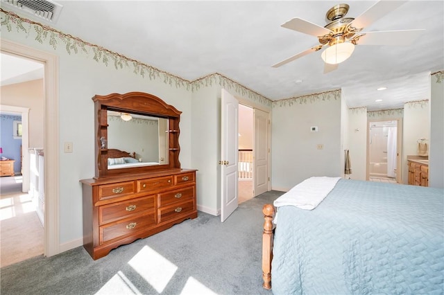 825 Woonsocket Hill Rd, North Smithfield, RI 02896 - carpeted bedroom with recessed lighting, baseboards, a ceiling fan, ensuite bathroom, and visible vents