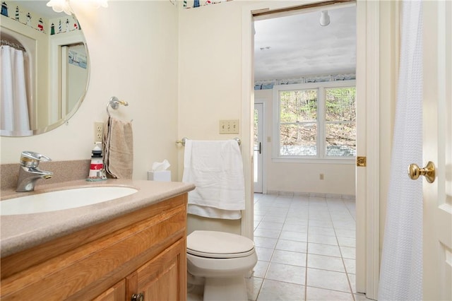 825 Woonsocket Hill Rd, North Smithfield, RI 02896 - bathroom with tile patterned floors, vanity, and toilet