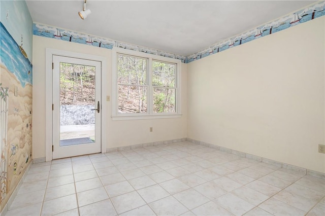 825 Woonsocket Hill Rd, North Smithfield, RI 02896 - empty room with baseboards, wallpapered walls, and a wealth of natural light