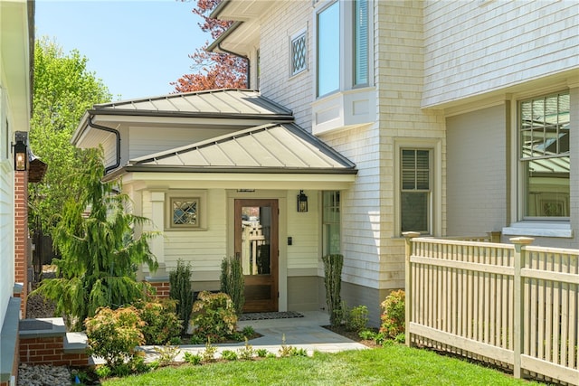 349 Wayland Ave, Providence, RI 02906 - view of exterior entry featuring a standing seam roof and metal roof