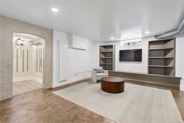 349 Wayland Ave, Providence, RI 02906 - living room featuring recessed lighting, built in shelves, and baseboards