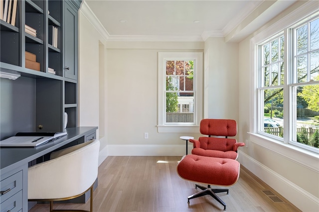 349 Wayland Ave, Providence, RI 02906 - office featuring healthy amount of natural light, wood finished floors, baseboards, and ornamental molding