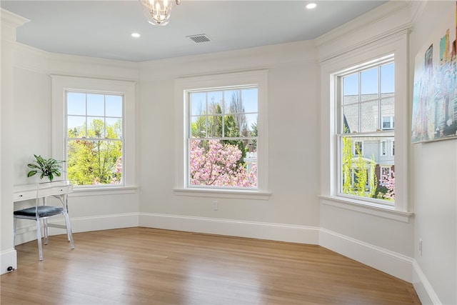 349 Wayland Ave, Providence, RI 02906 - unfurnished dining area with healthy amount of natural light, light wood-type flooring, baseboards, and recessed lighting