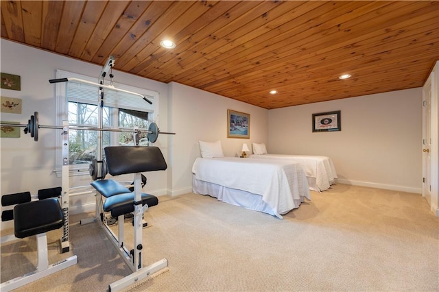 27 Tom Harvey Rd, Westerly, RI 02891 - carpeted bedroom featuring wooden ceiling, recessed lighting, and baseboards