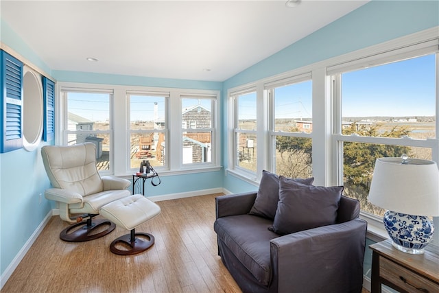 6 Macalder St, Narragansett, RI 02882 - sunroom / solarium with baseboards, wood finished floors, and lofted ceiling