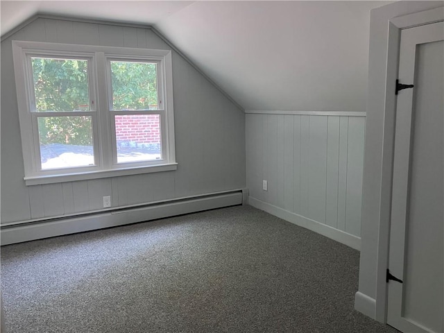 2 King St, Johnston, RI 02919 - additional living space featuring a baseboard heating unit, carpet floors, and lofted ceiling