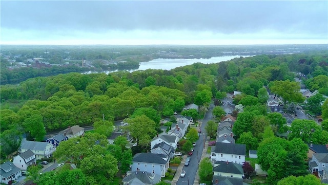 80 Wilcox Ave, Pawtucket, RI 02860 - drone / aerial view with a water view, a residential view, and a wooded view