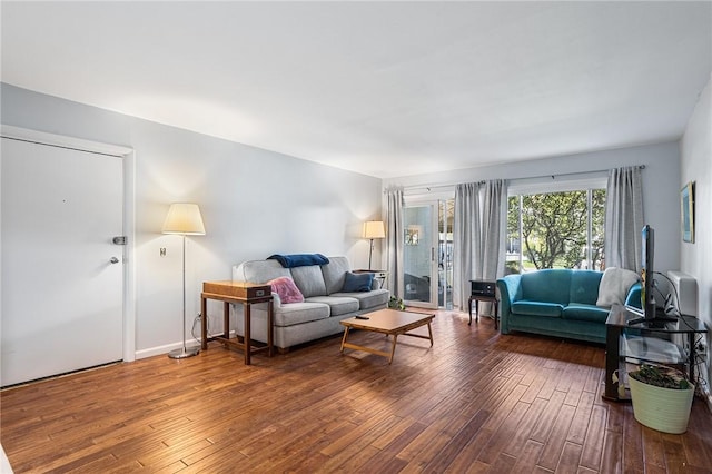 living room featuring hardwood / wood-style flooring
