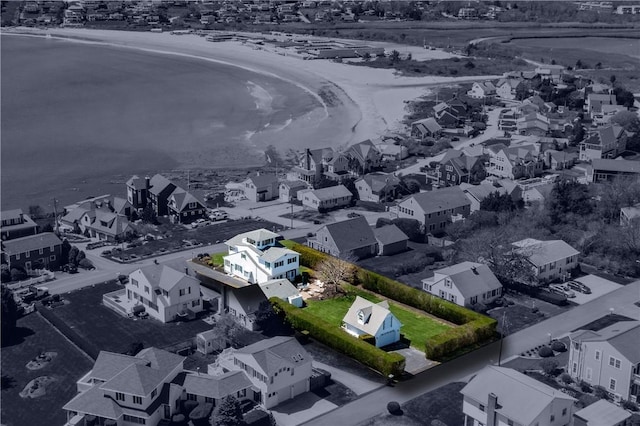 aerial perspective of suburban area featuring property boundaries highlighted