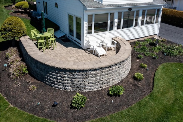 deck with a patio