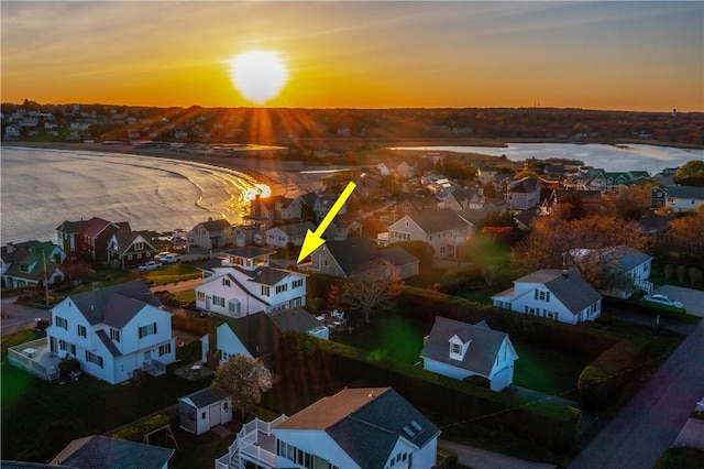 aerial view at dusk of a residential view