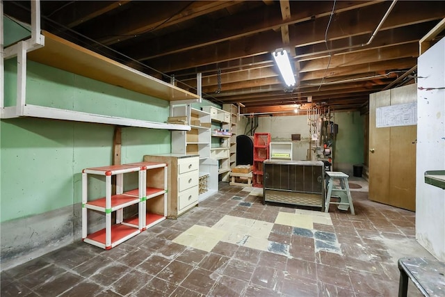 view of unfinished basement
