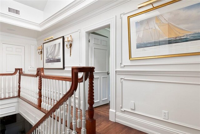 540 Blackstone Blvd, Providence, RI 02906 - interior space featuring ornamental molding, a decorative wall, visible vents, and wood finished floors