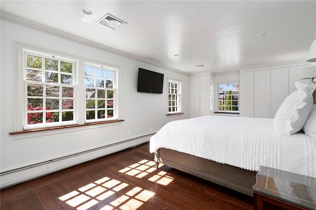 540 Blackstone Blvd, Providence, RI 02906 - bedroom featuring multiple windows, baseboard heating, and ornamental molding