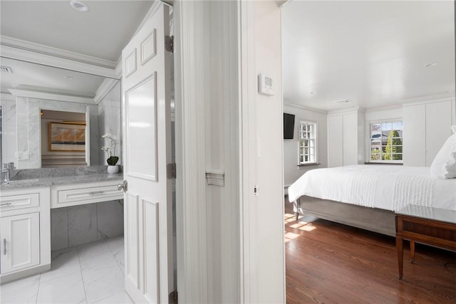 540 Blackstone Blvd, Providence, RI 02906 - bedroom featuring light wood finished floors and ornamental molding
