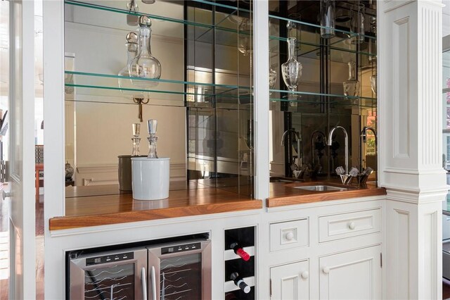 540 Blackstone Blvd, Providence, RI 02906 - bar with indoor wet bar, wine cooler, and a sink