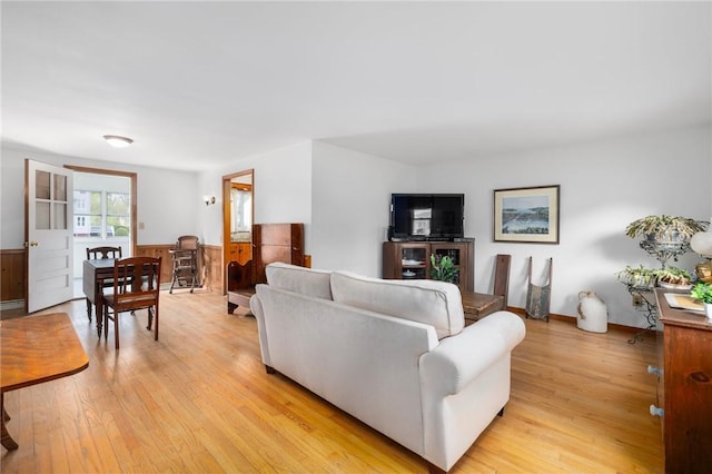 living area with light wood-type flooring