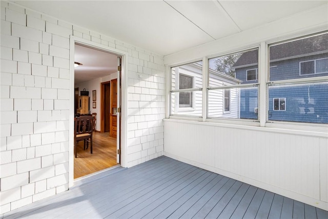 view of unfurnished sunroom