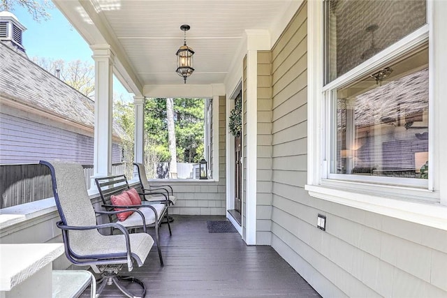 deck with covered porch