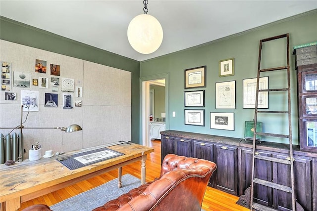 office featuring light wood finished floors