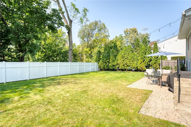 view of yard with a patio area and fence private yard