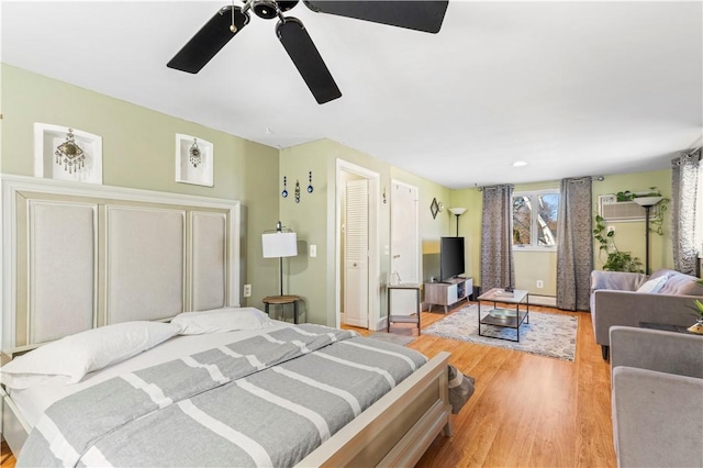 215 Rocky Point Ave, Warwick, RI 02889 - bedroom featuring a ceiling fan and wood finished floors