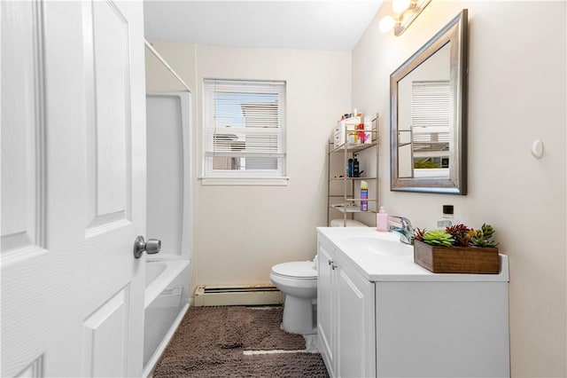 193 Harrison St, Pawtucket, RI 02860 - full bathroom featuring toilet, washtub / shower combination, baseboard heating, and vanity