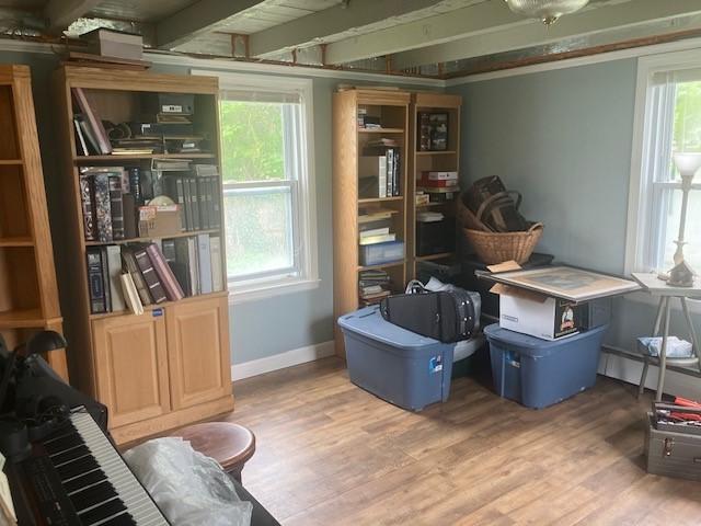 storage featuring baseboard heating