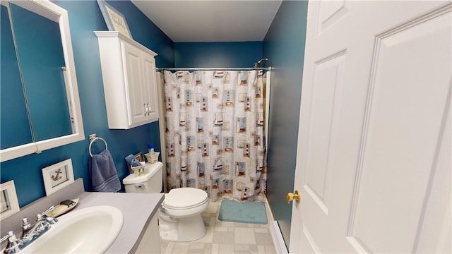 4 Tray Hollow Rd, Foster, RI 02825 - bathroom with tile patterned floors, toilet, vanity, and a shower with curtain
