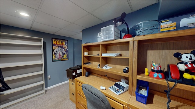 4 Tray Hollow Rd, Foster, RI 02825 - office area with carpet, baseboards, and a paneled ceiling