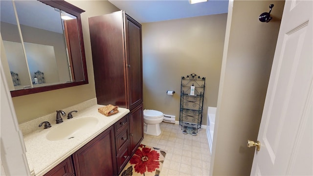 4 Tray Hollow Rd, Foster, RI 02825 - full bath featuring a baseboard heating unit, toilet, vanity, and a bath