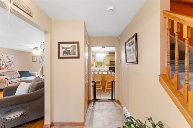 51 Mill Rd, Foster, RI 02825 - corridor featuring stairway and baseboards