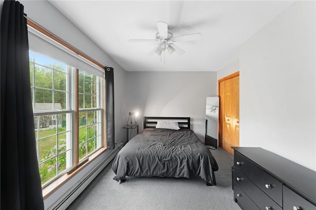 51 Mill Rd, Foster, RI 02825 - carpeted bedroom with baseboard heating and a ceiling fan