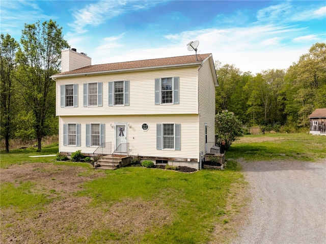 51 Mill Rd, Foster, RI 02825 - colonial-style house featuring a chimney and a front yard