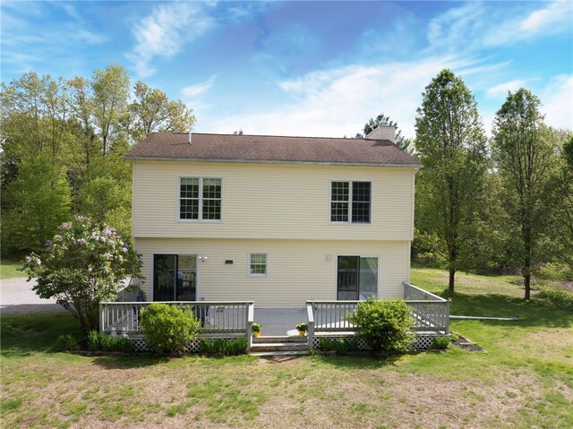 51 Mill Rd, Foster, RI 02825 - rear view of house with a chimney, a yard, and a deck