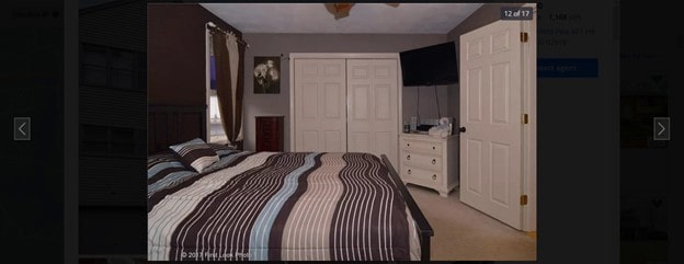 carpeted bedroom featuring a closet