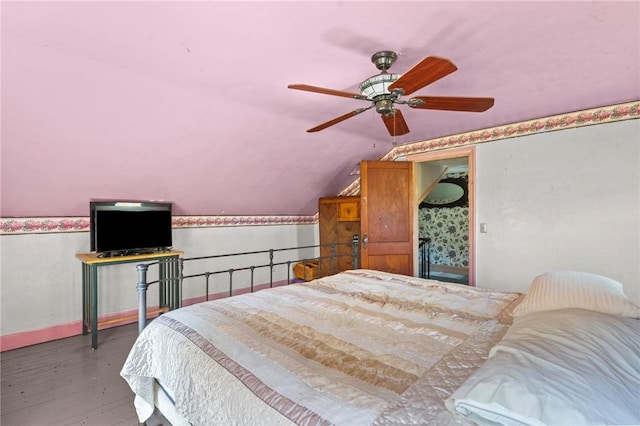 48 Highview Ave, Hopkinton, RI 02832 - bedroom featuring lofted ceiling, baseboards, and ceiling fan