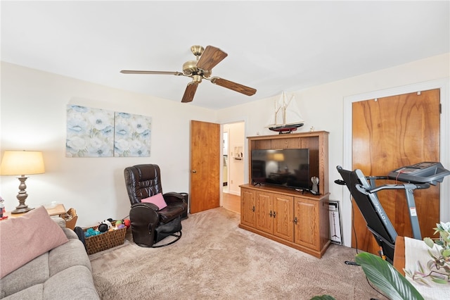 141 Burns St, Providence, RI 02904 - carpeted living room featuring ceiling fan