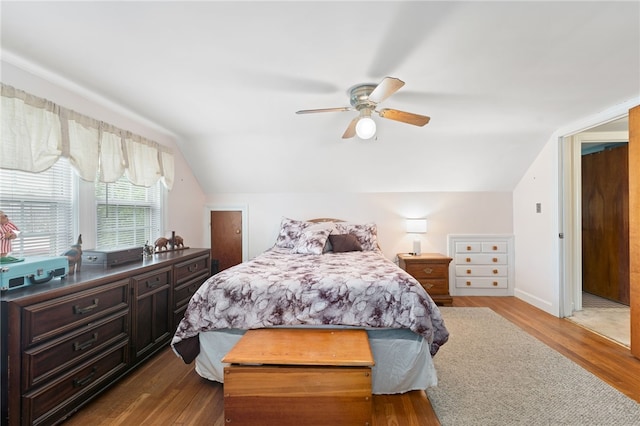141 Burns St, Providence, RI 02904 - bedroom with wood finished floors, lofted ceiling, and ceiling fan