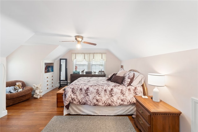 141 Burns St, Providence, RI 02904 - bedroom featuring lofted ceiling, a ceiling fan, and wood finished floors
