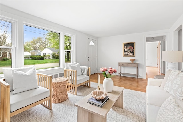 living area with light wood-style flooring