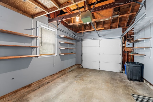 garage with a garage door opener